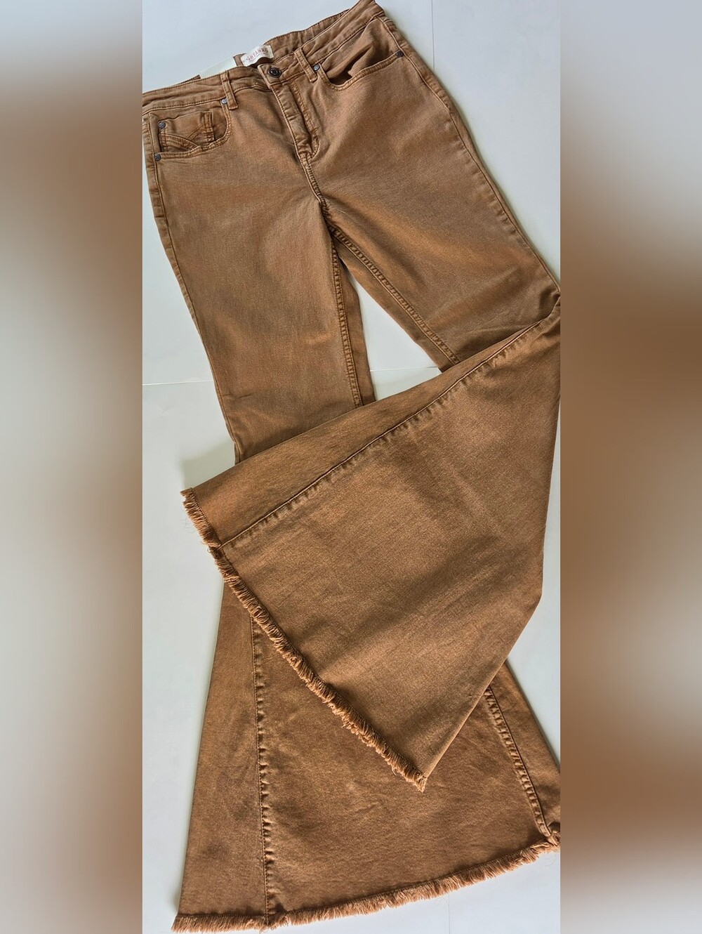 NWT Shyanne By Boot Barn Brown High Rise Super Flare Jeans Boho Western 31/34